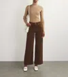Frame Le Palazzo Wide-leg High-rise Cotton-blend Trousers In Brown