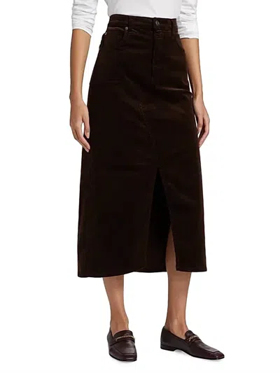 FRAME CORDUROY MIDAXI SKIRT IN ESPRESSO