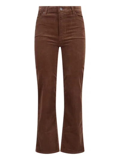 Frame Le Sleek Corduroy Ankle Straight Leg Pants In Brown