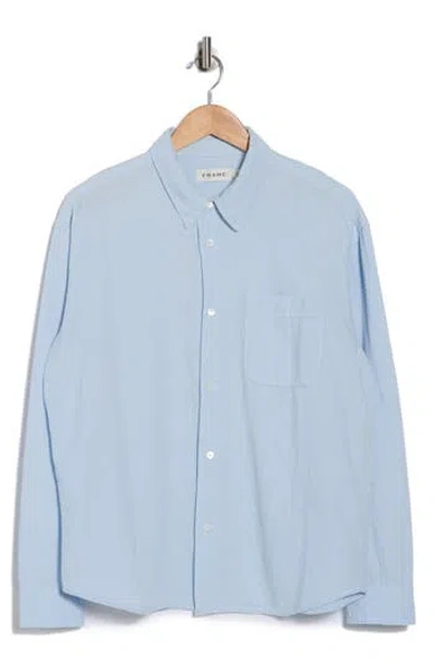 Frame Cotton & Linen Chambray Button-up Shirt In Blue