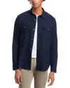 Frame Cotton & Merino Wool Regular Fit Button Down Shirt In Dark Navy