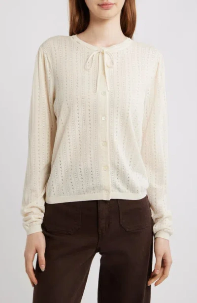 Frame Cotton & Modal Pointelle Cardigan In White