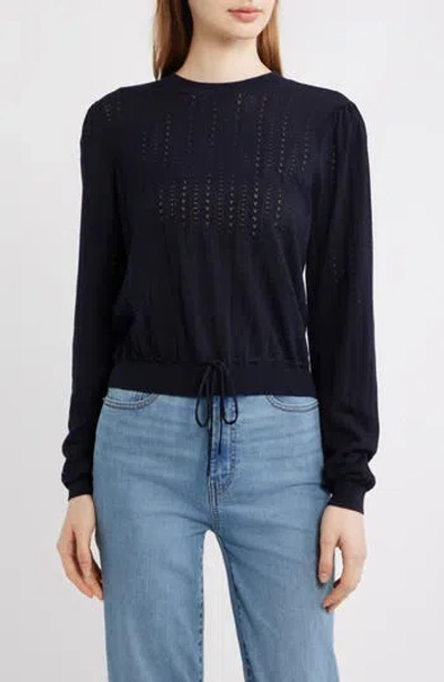 Frame Cotton & Modal Pointelle Sweater In Blue