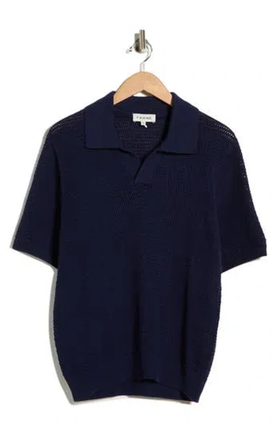 Frame Cotton & Silk Polo Sweater In Blue
