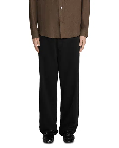 Frame Cotton Baggy Fit Wide Leg Chinos In Black