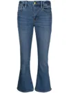 Frame Cropped Mini Boot Trousers In Blue