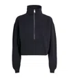 Frame Cotton-blend Cropped Sweatshirt In Navy