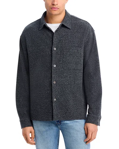 Frame Cotton Blend Waffle Textured Button Down Shirt In Gray