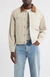 Frame Suede-trimmed Cotton-canvas Jacket In Orange