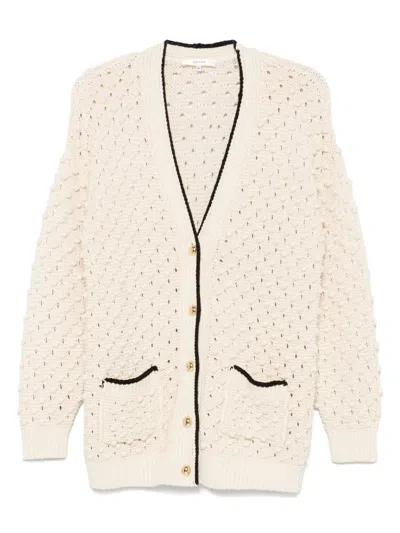 Frame Womens Cream The Bauble V-neck Cotton-knit Cardigan In White