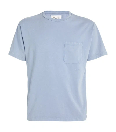 Frame Cotton Chest-pocket T-shirt In Blue