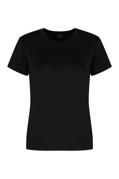 Frame Cotton Crew-neck T-shirt In Black