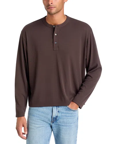 Frame Cotton Crewneck Henley Shirt In Multi