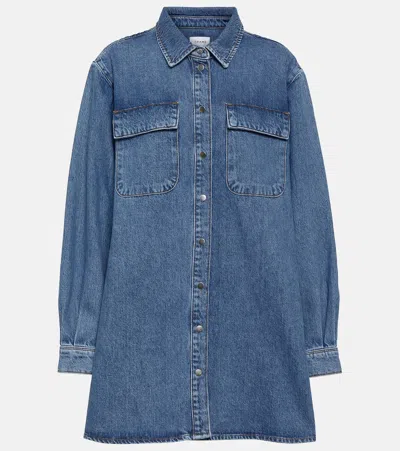 Frame Cotton Denim Shirt Dress In Blue