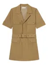 Frame Womens Khaki Tan Utility Patch-pocket Belted Cotton-blend Playsuit In Brown