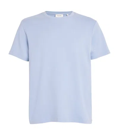 Frame Cotton Embroidered Logo T-shirt In Baby Blue