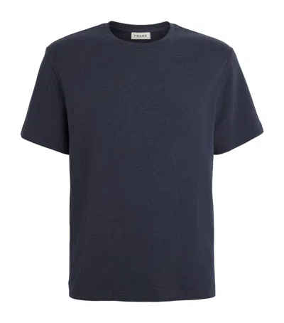 Frame Cotton Duo Fold T-shirt In Blue