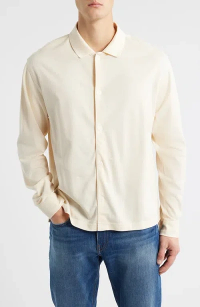 Frame Cotton Piqué Button-up Shirt In Neutral