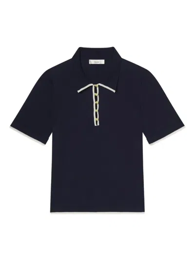 Frame Cotton Polo Top In Blue