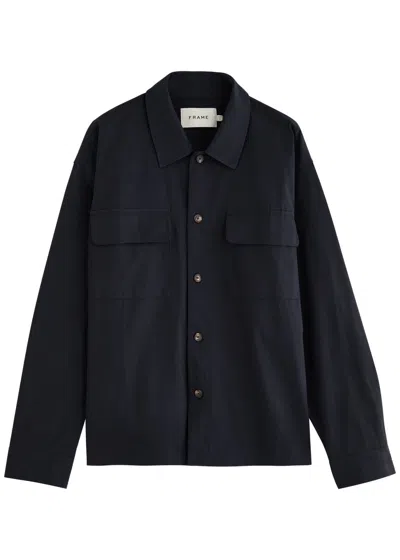 Frame Cotton-poplin Overshirt In Navy