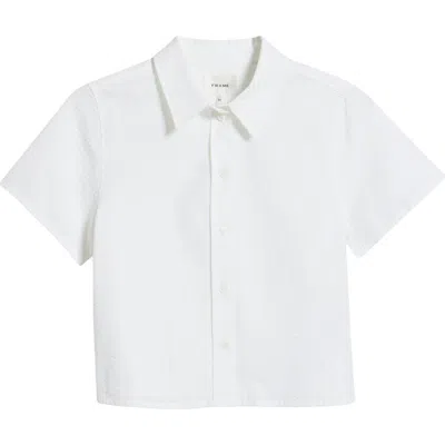 Frame Cotton Seersucker Camp Shirt In White