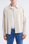 Frame Cotton Seersucker Shirt Jacket In Neutral