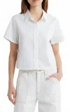 Frame Cotton Seersucker Top In White In White