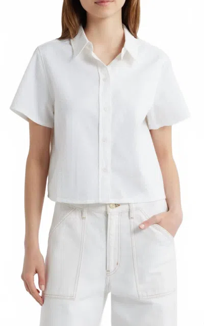 Frame Cotton Seersucker Top In White