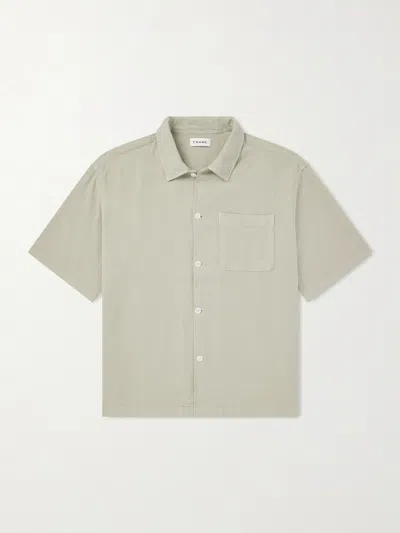 Frame Open Weave Short Sleeve Button-up Shirt In Multi
