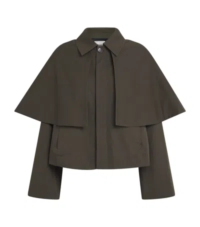 Frame Cotton Storm-flap Trench Jacket In Green