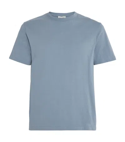 Frame Mens Smoky Blue Logo Embroidered Cotton T-shirt
