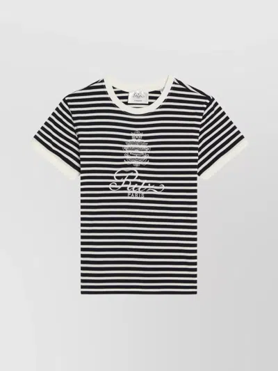 Frame Cotton T Shirt Featuring Striped Design In Black