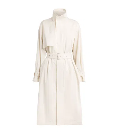 Frame The Field Belted Cotton-twill Trench Coat In White