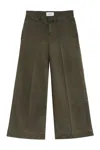 Frame Cotton Trousers With Wide Legs And Pockets In Green