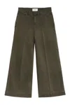 Frame Cotton Trousers With Wide Legs And Pockets In Green