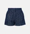 Frame Womens Indigo Tweed Regular-fit Mid-rise Cotton Shorts