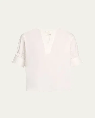 FRAME COTTON V-NECK POPOVER TOP