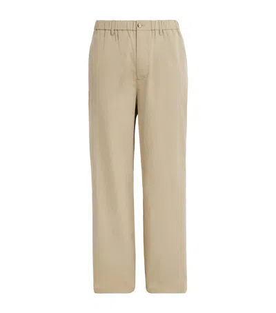 Frame Cotton Wide-leg Trousers In Sand