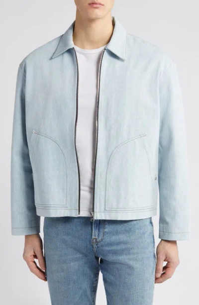 Frame Cotton Zip-up Denim Trucker Jacket In Indigo