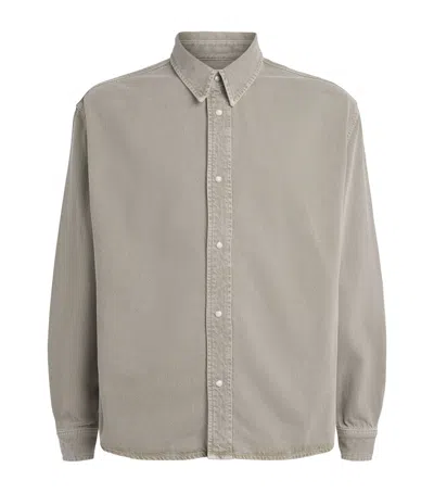 Frame Cotton-blend Overshirt In Gray