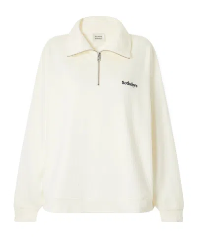 Frame Cotton-jersey Half-zip Sweatshirt In White