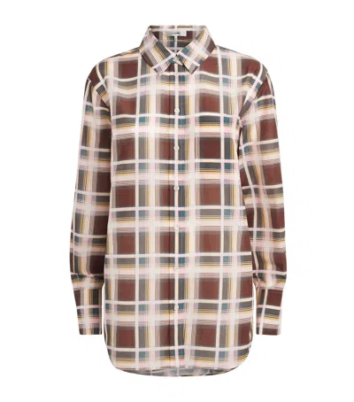 Frame Cotton-silk Check Shirt In Brown