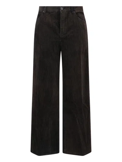 Frame Cotton-stretch Trousers In Brown