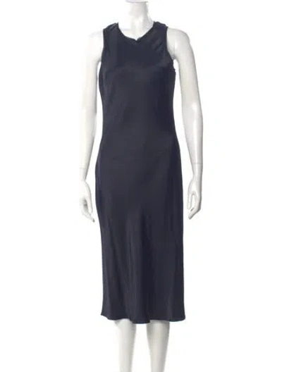 Pre-owned Frame Cowl Neck Midi Length Dress In Blue