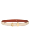 Frame Crescent Leather Belt In Beige