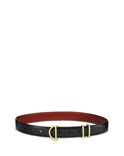 Frame Crescent Leather Belt In Black