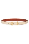 Frame Crescent Leather Belt In Sand