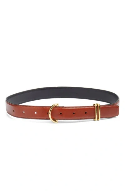 Frame Crescent Leather Belt In Tobacco