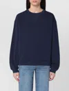 Frame Crew Neck Cotton Blend Sweatshirt In Blue