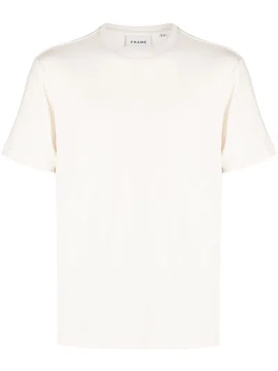 Frame Logo Cotton T-shirt In White Canvas